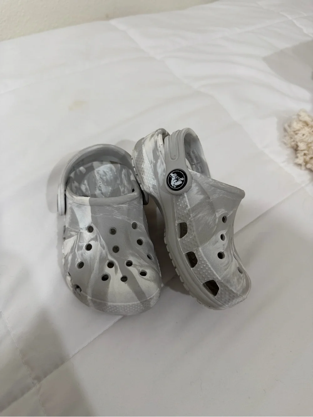 CROCS Kids Gray Marble Slip-On Clogs